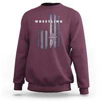 Christian Wrestling Sweatshirt Wrestler Faith Strength US USA Flag Christ Cross