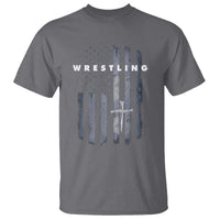 Christian Wrestling T Shirt Wrestler Faith Strength US USA Flag Christ Cross
