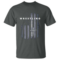 Christian Wrestling T Shirt Wrestler Faith Strength US USA Flag Christ Cross