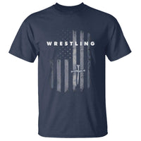 Christian Wrestling T Shirt Wrestler Faith Strength US USA Flag Christ Cross