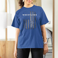 Christian Wrestling T Shirt For Women Wrestler Faith Strength US USA Flag Christ Cross