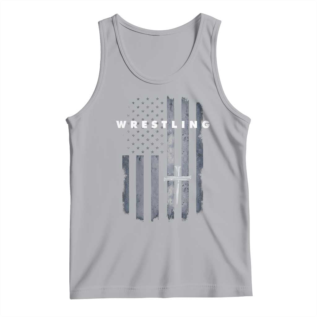 Christian Wrestling Tank Top Wrestler Faith Strength US USA Flag Christ Cross