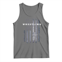 Christian Wrestling Tank Top Wrestler Faith Strength US USA Flag Christ Cross