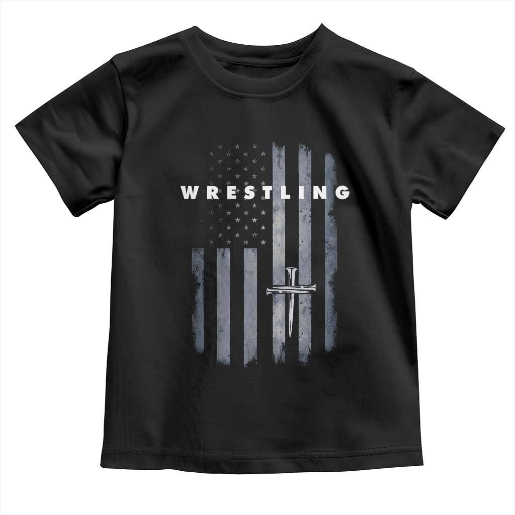 Christian Wrestling Toddler T Shirt Wrestler Faith Strength US USA Flag Christ Cross