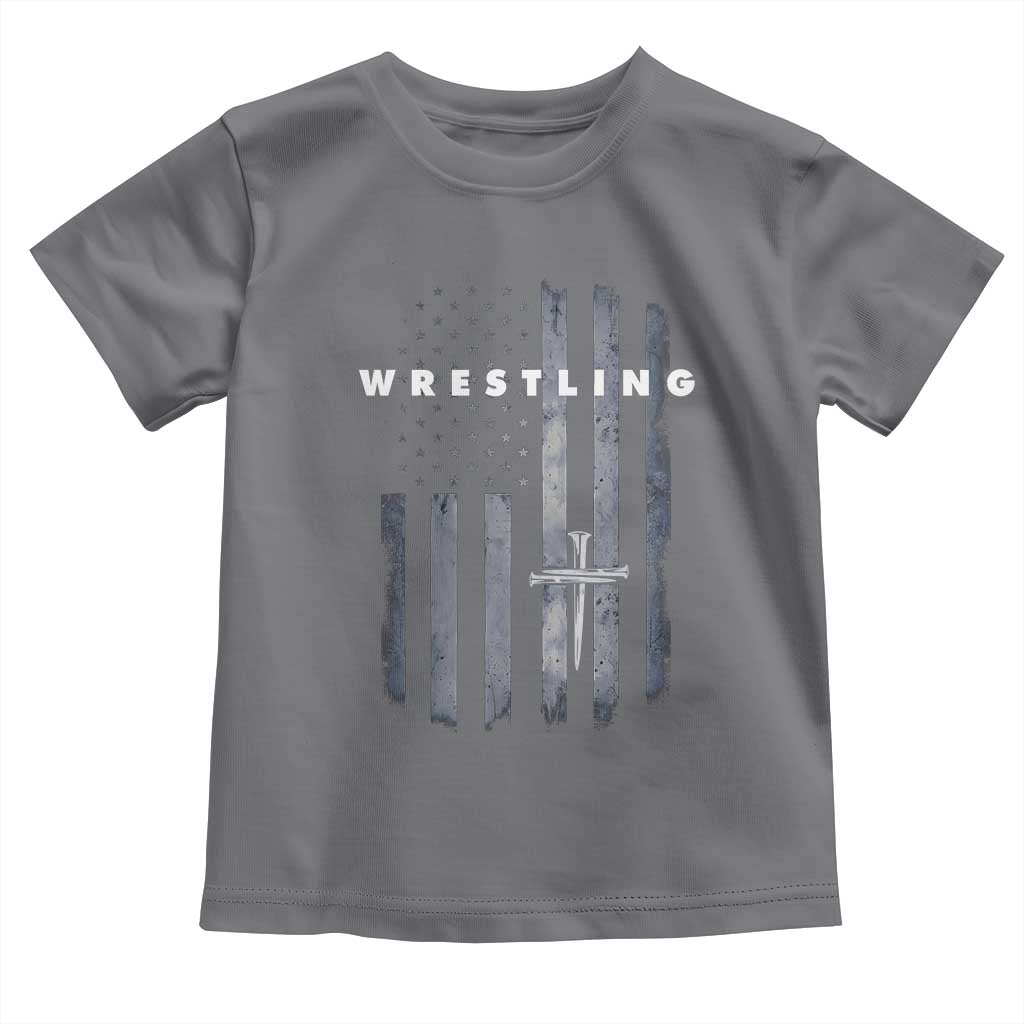 Christian Wrestling Toddler T Shirt Wrestler Faith Strength US USA Flag Christ Cross