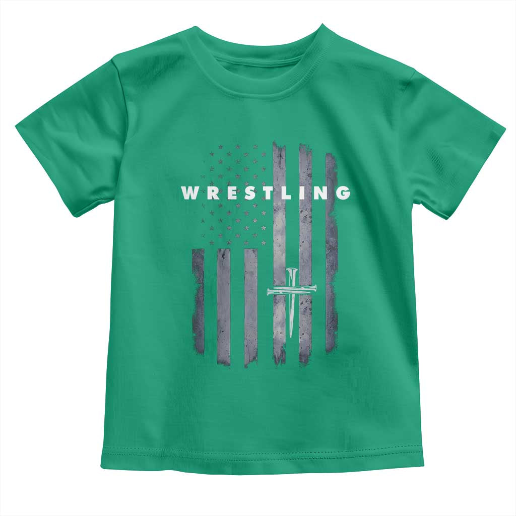 Christian Wrestling Toddler T Shirt Wrestler Faith Strength US USA Flag Christ Cross