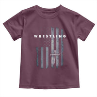Christian Wrestling Toddler T Shirt Wrestler Faith Strength US USA Flag Christ Cross