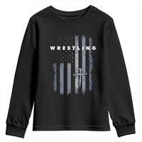 Christian Wrestling Youth Sweatshirt Wrestler Faith Strength US USA Flag Christ Cross