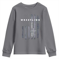 Christian Wrestling Youth Sweatshirt Wrestler Faith Strength US USA Flag Christ Cross