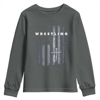 Christian Wrestling Youth Sweatshirt Wrestler Faith Strength US USA Flag Christ Cross