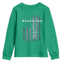 Christian Wrestling Youth Sweatshirt Wrestler Faith Strength US USA Flag Christ Cross
