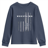 Christian Wrestling Youth Sweatshirt Wrestler Faith Strength US USA Flag Christ Cross