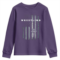 Christian Wrestling Youth Sweatshirt Wrestler Faith Strength US USA Flag Christ Cross