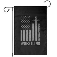 Faith Wrestling Garden Flag Christian Wrestler American Flag Cross