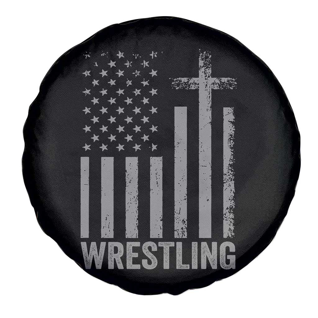 Faith Wrestling Spare Tire Cover Christian Wrestler American Flag Cross