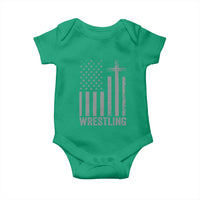 Faith Wrestling Baby Onesie Christian Wrestler American Flag Cross