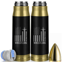 Faith Wrestling Bullet Tumbler Christian Wrestler American Flag Cross