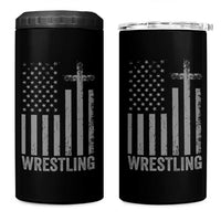 Faith Wrestling 4 in 1 Can Cooler Tumbler Christian Wrestler American Flag Cross