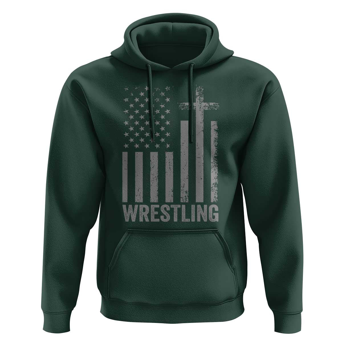 Faith Wrestling Hoodie Christian Wrestler American Flag Cross