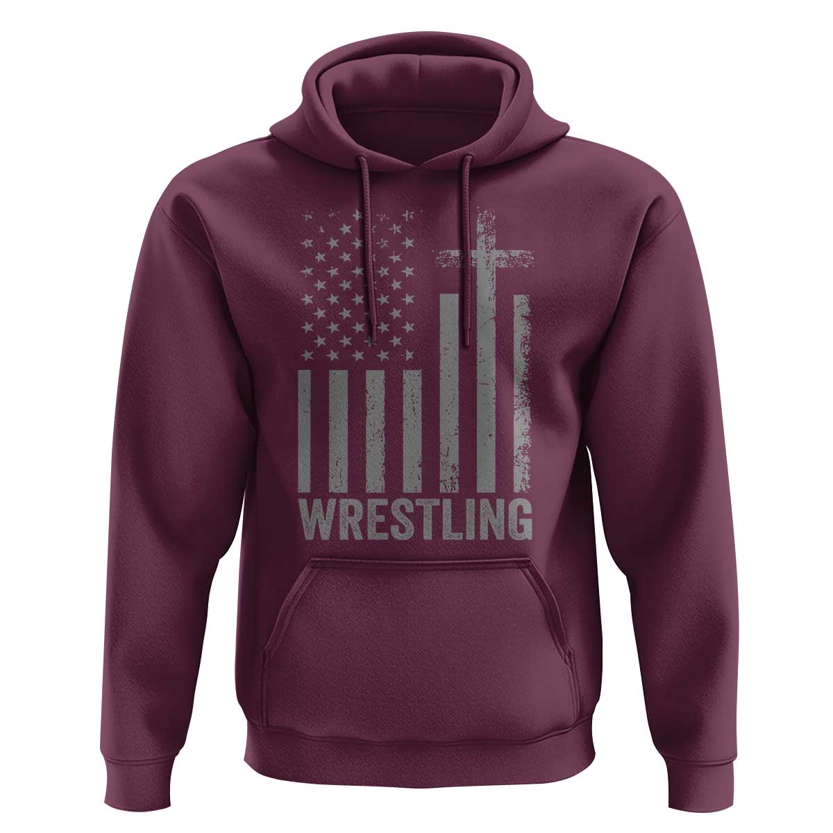 Faith Wrestling Hoodie Christian Wrestler American Flag Cross