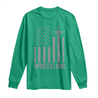 Faith Wrestling Long Sleeve Shirt Christian Wrestler American Flag Cross