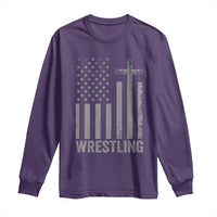 Faith Wrestling Long Sleeve Shirt Christian Wrestler American Flag Cross