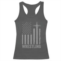 Faith Wrestling Racerback Tank Top Christian Wrestler American Flag Cross