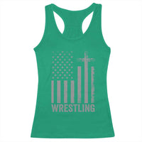 Faith Wrestling Racerback Tank Top Christian Wrestler American Flag Cross