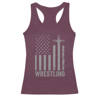Faith Wrestling Racerback Tank Top Christian Wrestler American Flag Cross
