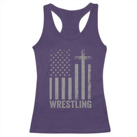 Faith Wrestling Racerback Tank Top Christian Wrestler American Flag Cross
