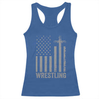 Faith Wrestling Racerback Tank Top Christian Wrestler American Flag Cross