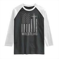 Faith Wrestling Raglan Shirt Christian Wrestler American Flag Cross