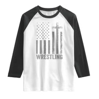 Faith Wrestling Raglan Shirt Christian Wrestler American Flag Cross