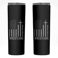 Faith Wrestling Skinny Tumbler Christian Wrestler American Flag Cross