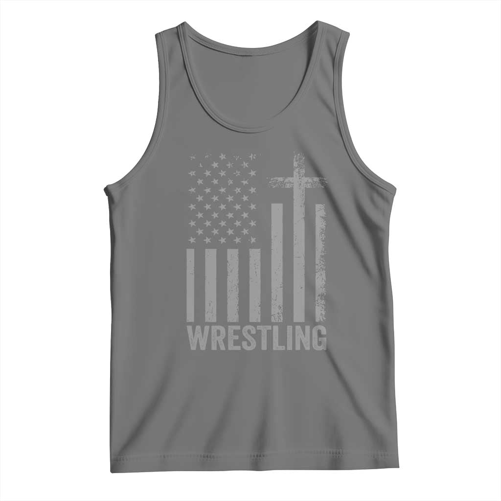 Faith Wrestling Tank Top Christian Wrestler American Flag Cross