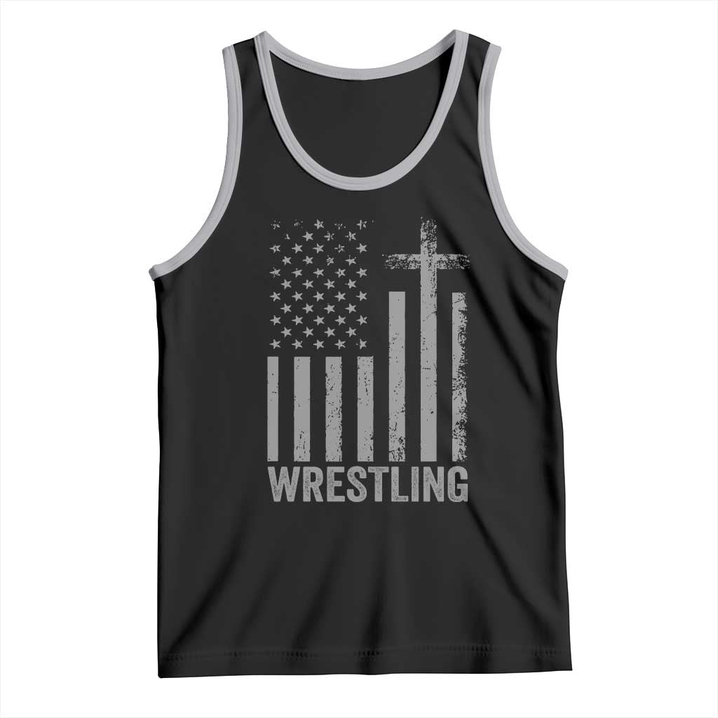 Faith Wrestling Tank Top Christian Wrestler American Flag Cross