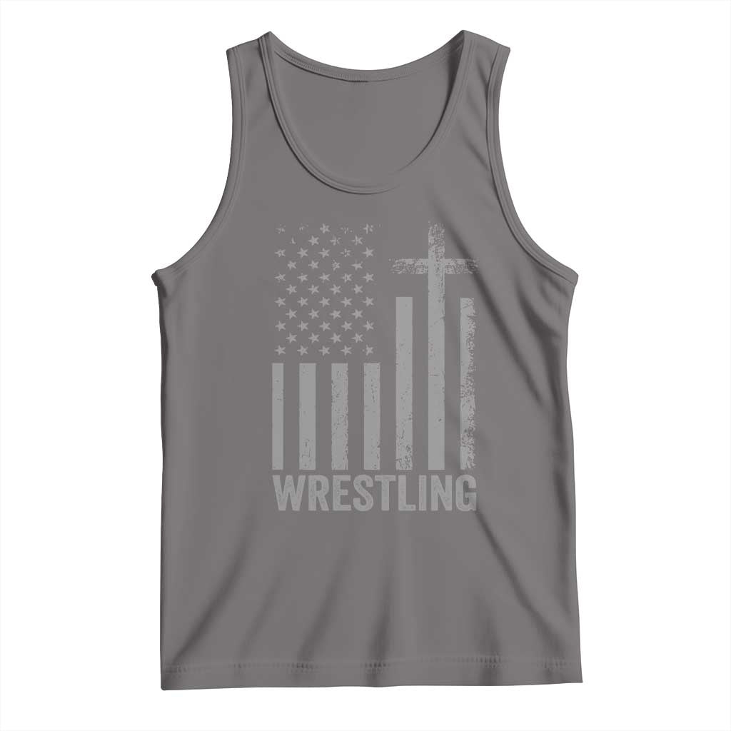 Faith Wrestling Tank Top Christian Wrestler American Flag Cross