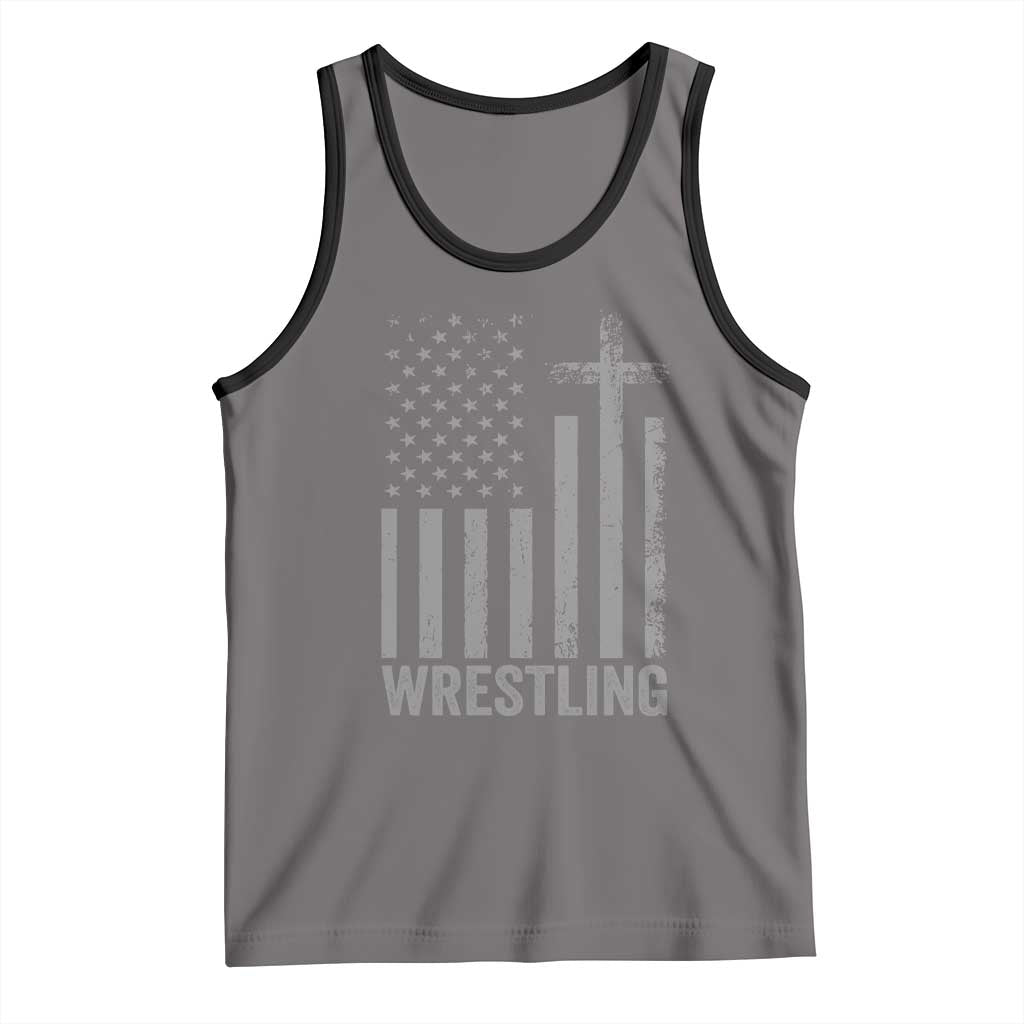 Faith Wrestling Tank Top Christian Wrestler American Flag Cross