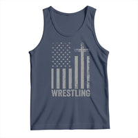 Faith Wrestling Tank Top Christian Wrestler American Flag Cross