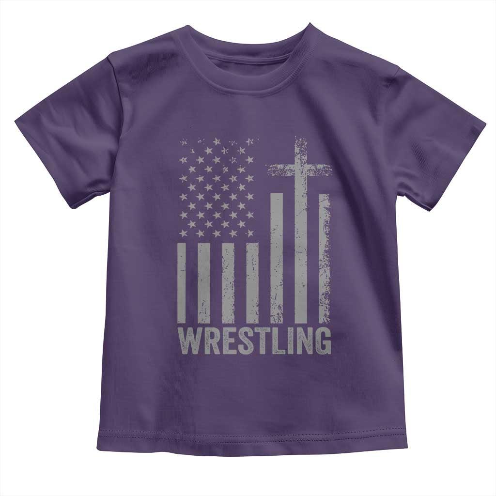Faith Wrestling Toddler T Shirt Christian Wrestler American Flag Cross