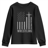 Faith Wrestling Youth Sweatshirt Christian Wrestler American Flag Cross
