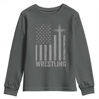 Faith Wrestling Youth Sweatshirt Christian Wrestler American Flag Cross