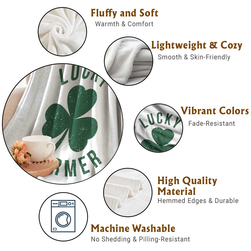 Funny Irish St Patricks Day Shamrock Throw Blanket Lucky Charmer