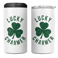 Funny Irish St Patricks Day Shamrock 4 in 1 Can Cooler Tumbler Lucky Charmer