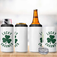 Funny Irish St Patricks Day Shamrock 4 in 1 Can Cooler Tumbler Lucky Charmer