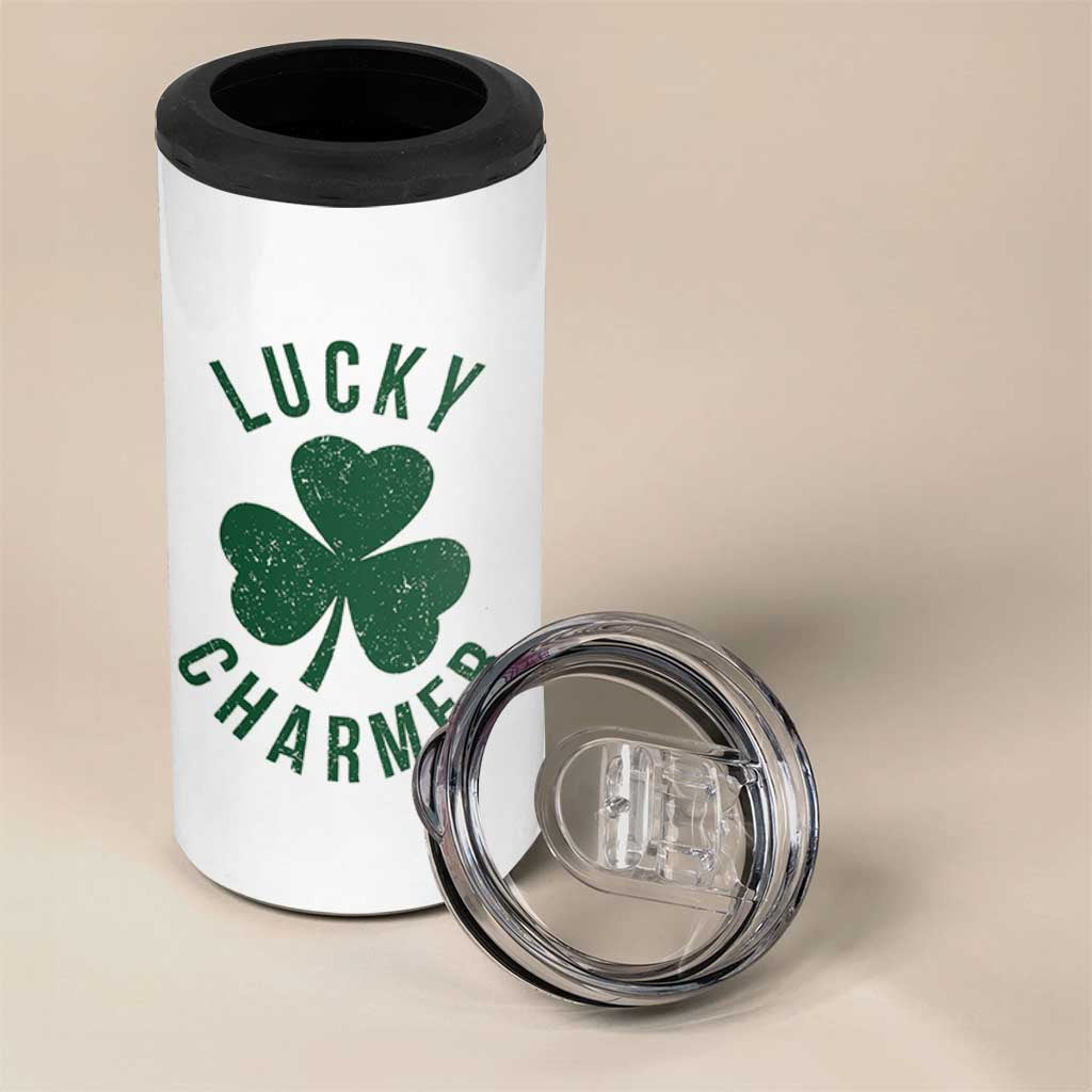 Funny Irish St Patricks Day Shamrock 4 in 1 Can Cooler Tumbler Lucky Charmer