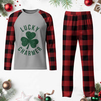 Funny Irish St Patricks Day Shamrock Plaid Pajama Set Lucky Charmer