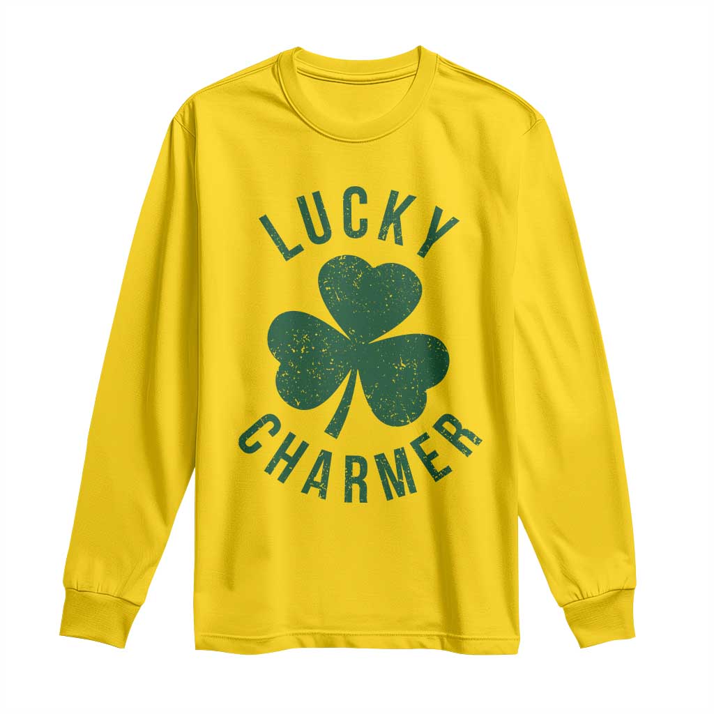Funny Irish St Patricks Day Shamrock Long Sleeve Shirt Lucky Charmer
