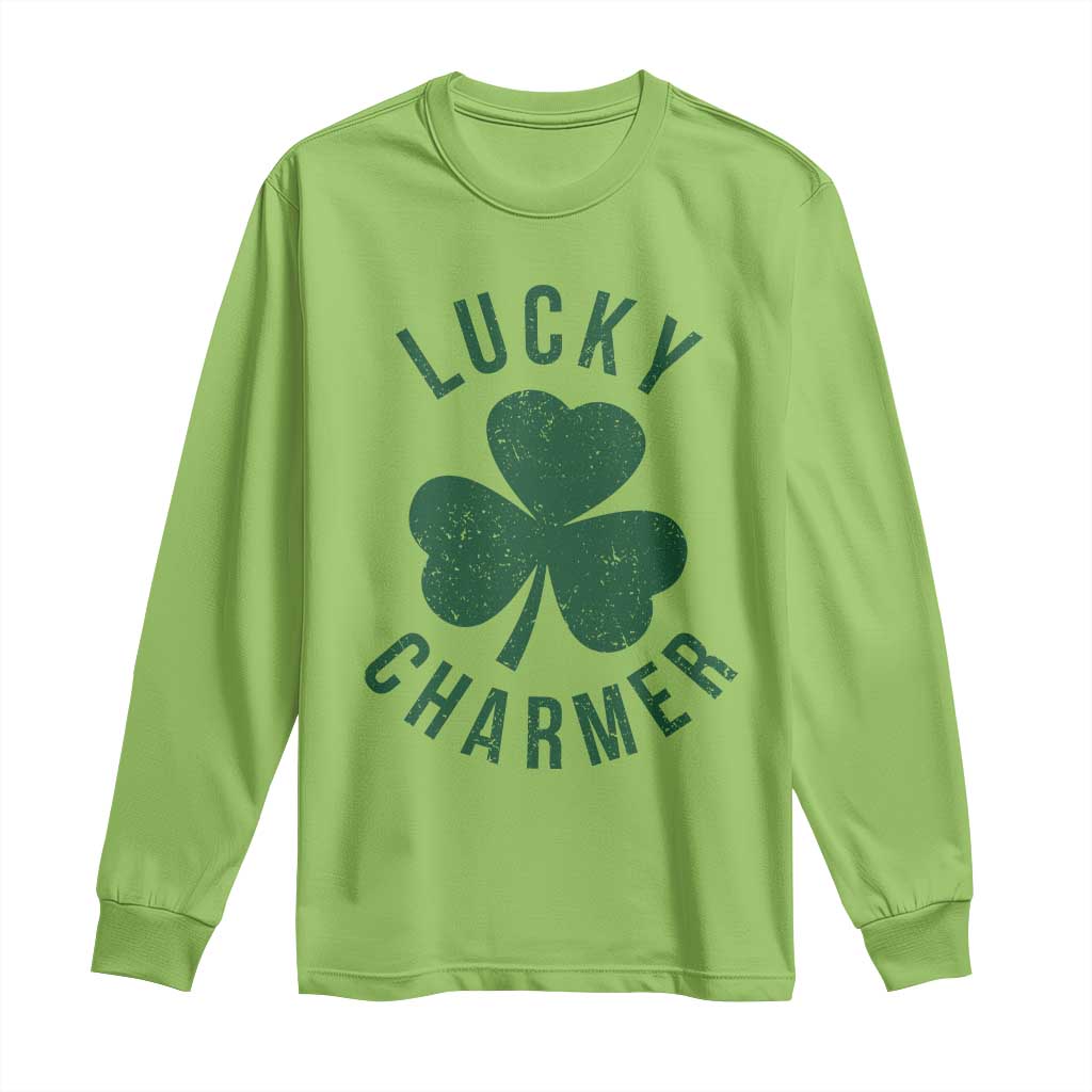 Funny Irish St Patricks Day Shamrock Long Sleeve Shirt Lucky Charmer