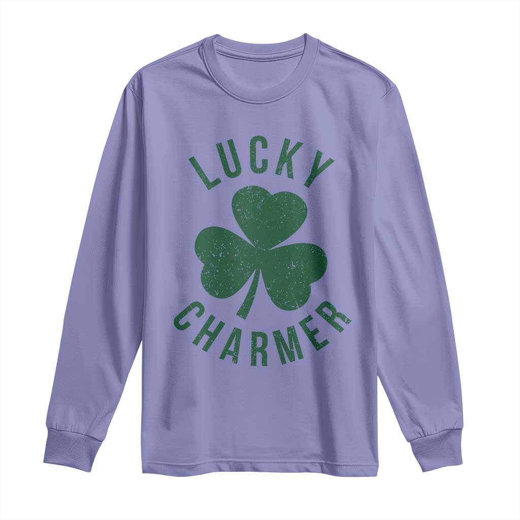 Funny Irish St Patricks Day Shamrock Long Sleeve Shirt Lucky Charmer
